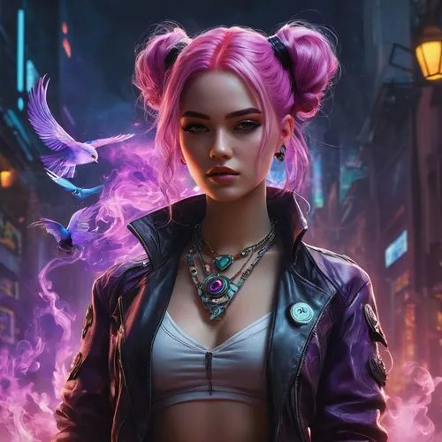 jinx,cyberpunk,shadowrun,vi,maeve,zarya,kaisa,cyberangels,zoe,cyberpunks,laveau,kda,evie,lijie,vivian,liliana,quinn,fantasy portrait,rioter,skye,Conceptual Art,Sci-Fi,Sci-Fi 12