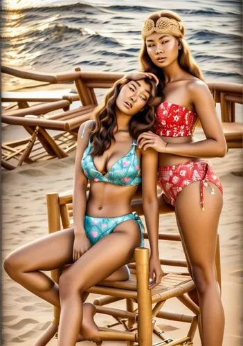 retro pin up girls,pin up girls,pin-up girls,photoshop manipulation,beautiful african american women,beach background,image editing,image manipulation,beach chairs,two piece swimwear,summer background,photoshop creativity,beautiful photo girls,photo shoot with edit,beach goers,photo manipulation,photo effect,polynesian,digital compositing,picture design