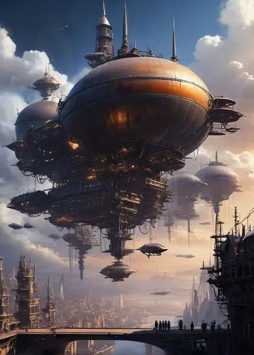 airships,airship,futuristic landscape,sci fiction illustration,scifi,fantasy city,sci fi,ancient city,steampunk,futuristic architecture,sci - fi,sci-fi,metropolis,apiarium,science fiction,very large floating structure,alien ship,alien world,science-fiction,dystopia,Conceptual Art,Sci-Fi,Sci-Fi 30