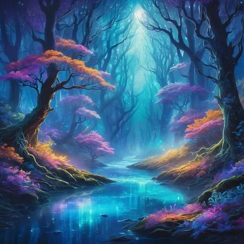 fairy forest,enchanted forest,fantasy landscape,fantasy picture,elven forest,forest of dreams,Illustration,Realistic Fantasy,Realistic Fantasy 20