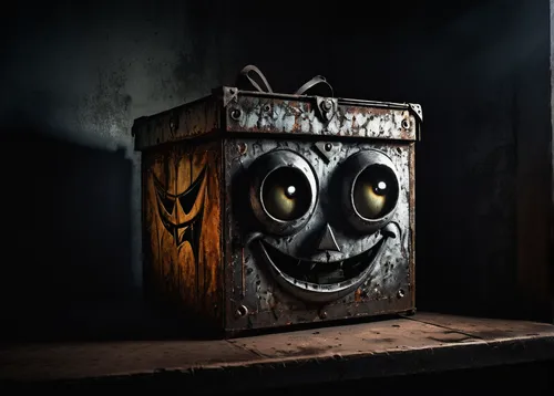 courier box,jack in the box,old suitcase,carton man,creepy clown,waste container,wooden mask,filing cabinet,cookie jar,crate,metal box,box camera,puppet theatre,letter box,metal cabinet,newspaper box,wooden box,play escape game live and win,horror clown,cardboard box,Illustration,Paper based,Paper Based 18