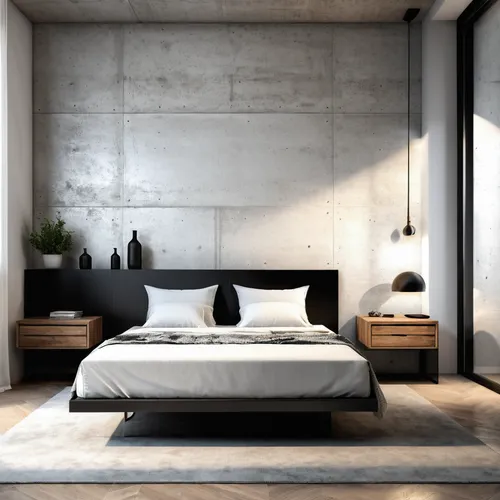 modern decor,modern room,bedroom,contemporary decor,interior modern design,concrete background,wall plaster,bed frame,exposed concrete,guest room,geometric style,modern style,interior design,room divider,loft,concrete ceiling,scandinavian style,guestroom,search interior solutions,bed linen,Photography,General,Realistic