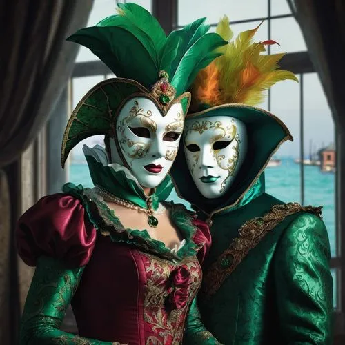 the carnival of venice,venetian mask,masquerade,venetian,venice italy gritti palace,comedy tragedy masks,masque,cirque du soleil,with the mask,performers,mardi gras,venezia,costumes,venetia,beautiful couple,bodypainting,costume festival,harlequin,danse macabre,romantic portrait,Conceptual Art,Fantasy,Fantasy 03