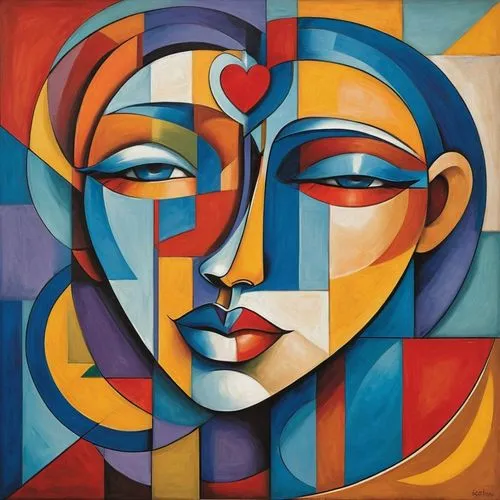 cubist,cubists,art deco woman,orphism,leger,woman's face,cubism,woman face,multicolor faces,metzinger,african art,decorative figure,cubisme,gaudier,lichenstein,transfigured,severini,trenaunay,vasarely,woman thinking,Art,Artistic Painting,Artistic Painting 45