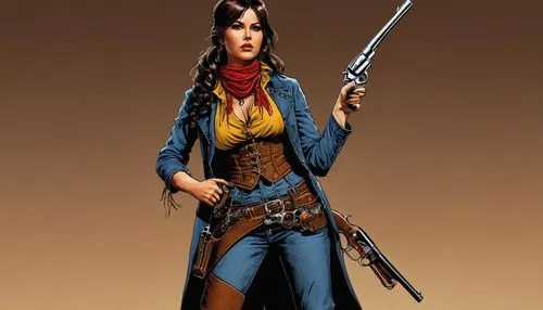 tower flintlock,flintlock pistol,gunfighter,girl with gun,woman holding gun,cowgirl,girl with a gun,cherokee,musketeer,western,sterntaler,rifle,colt 1851 navy,huntress,western riding,wild west,cowgirls,sheriff,colt 1873,katniss,Illustration,American Style,American Style 02