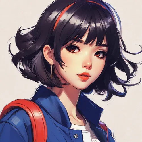 hinata,study,retro girl,vector girl,girl portrait,digital painting,sailor,jean jacket,mulan,sakura,scout,mako,noodle,studies,red-blue,anime girl,girl drawing,noodle image,meteora,hong,Conceptual Art,Fantasy,Fantasy 19