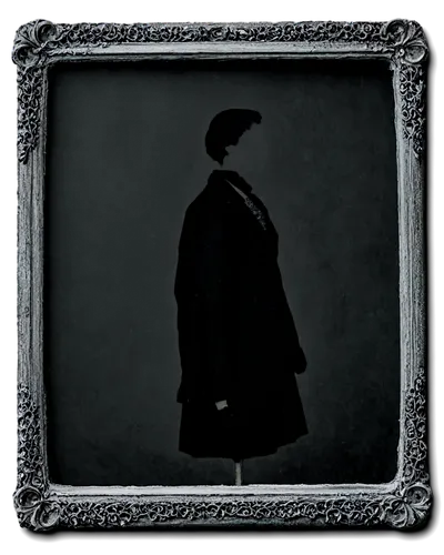 ambrotype,frock coat,gothic portrait,ethel barrymore - female,sherlock holmes,dark portrait,stovepipe hat,black coat,overcoat,black hat,silhouette of man,sherlock,whitby goth weekend,woman silhouette,photo frame,imperial coat,holmes,square frame,halloween frame,fryderyk chopin,Illustration,Paper based,Paper Based 10