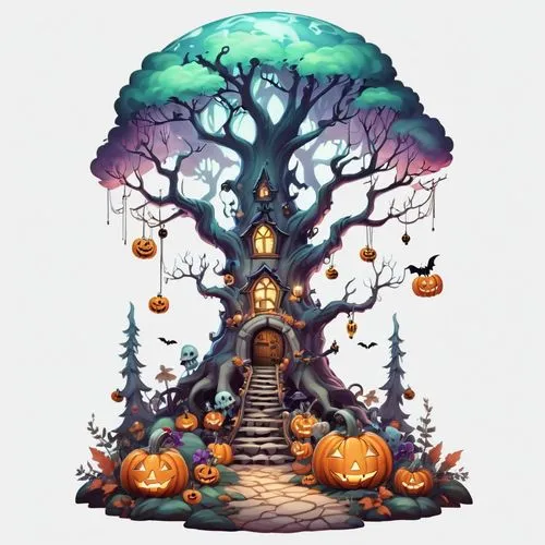 halloween background,halloween illustration,halloween border,halloween wallpaper,autumn tree,pumpkin autumn,Illustration,Abstract Fantasy,Abstract Fantasy 11