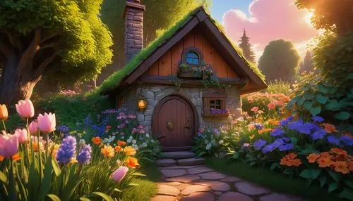 fairy door,fairy house,fairy village,dandelion hall,fairy chimney,little house,Conceptual Art,Fantasy,Fantasy 19