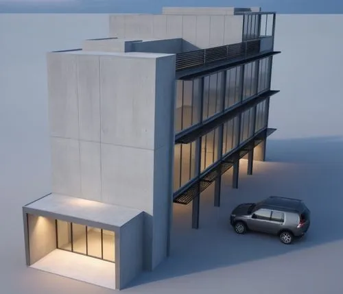 generate concrete, steel and glass building,the modern building is made out of concrete, steel and glass,modern building,cubic house,multistorey,modern architecture,multi storey car park,3d rendering,