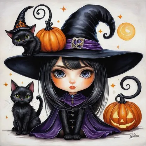 halloween witch,samhain,witch's hat icon,halloween illustration,witches,halloween black cat,Illustration,Abstract Fantasy,Abstract Fantasy 14