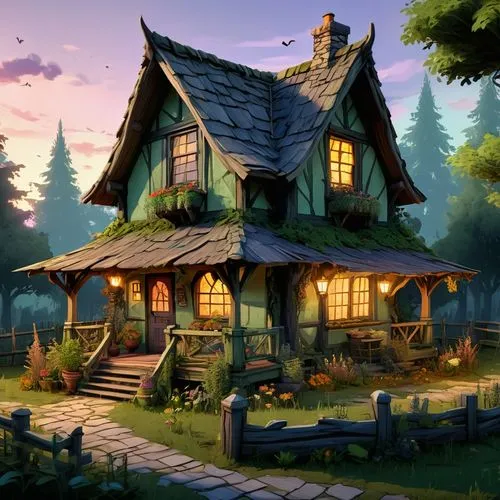 witch's house,little house,country cottage,cottage,traditional house,summer cottage,Conceptual Art,Fantasy,Fantasy 26