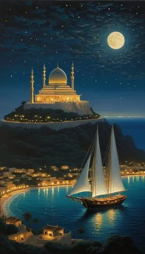 rem in arabian nights,ramadan background,ramadani,aswan,al arab,orientalist,Illustration,Realistic Fantasy,Realistic Fantasy 08