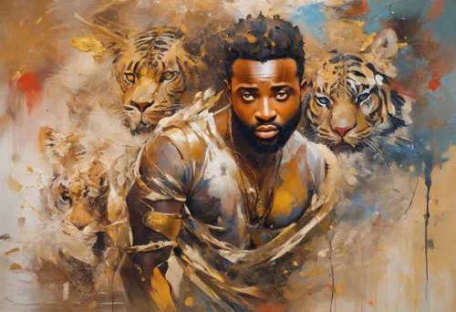 oil painting on canvas,tiger,lion father,oil on canvas,oil painting,tigers,african man,a tiger,lion,tiger png,african art,african lion,lions,king of the jungle,art painting,serengeti,kendrick lamar,asian tiger,painting technique,masai lion