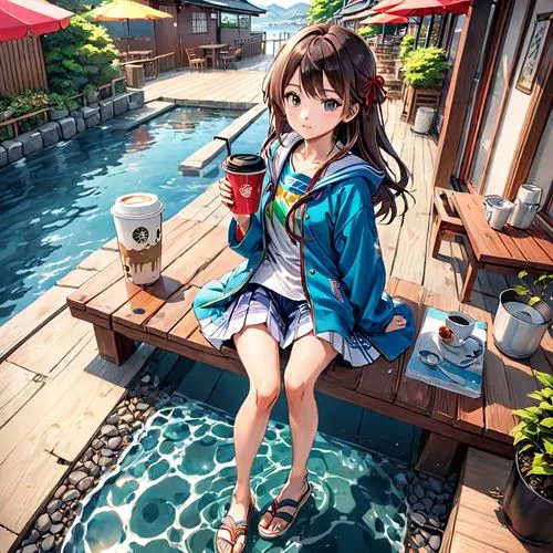 suzumiya,cold drink,drinking coffee,kumiko,coffee background,haruhi,Anime,Anime,General