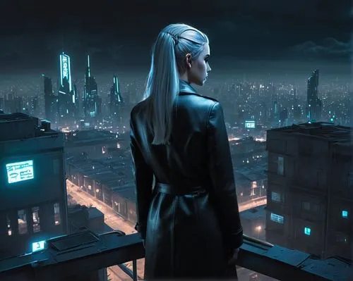 black leather coat,waiting in the neon,neuromancer,satari,vergil,ventress,cyberpunk,liara