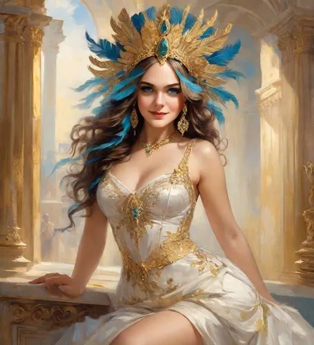 golden wreath,fantasy portrait,golden crown,fantasy art,gold crown,fantasy picture,baroque angel,golden flowers,girl in a wreath,portrait background,masquerade,fantasy woman,romantic portrait,artemisia,gold flower,spring crown,cleopatra,world digital painting,gold foil mermaid,golden unicorn,Digital Art,Impressionism