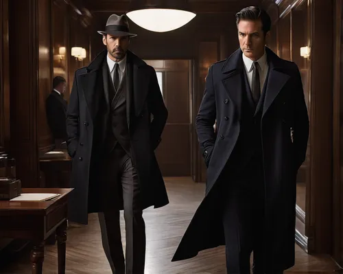 overcoat,sherlock holmes,long coat,businessmen,business men,gentleman icons,suits,frock coat,sherlock,black coat,men's suit,wright brothers,gentlemanly,suit of spades,mafia,holmes,men's wear,men clothes,spy visual,mobster couple,Photography,Fashion Photography,Fashion Photography 13