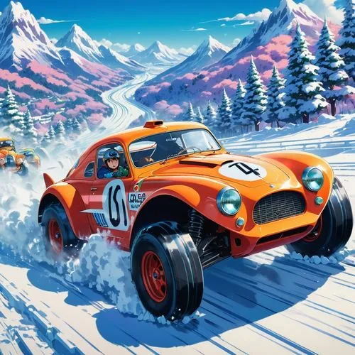 onrush,alpine style,hillclimb,alpine,snow slope,alpine drive,ski race,skiercross,snow trail,snowmobile,snowplowing,racers,motorstorm,christmas cars,snowsports,game car,automobile racer,racing road,ssx,snowplow,Illustration,Japanese style,Japanese Style 03