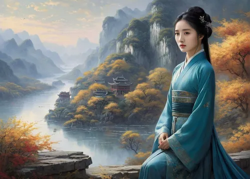 chinese art,oriental princess,oriental painting,mulan,hanbok,landscape background,inner mongolian beauty,yunnan,yi sun sin,korean culture,shuanghuan noble,oriental girl,chinese background,fantasy picture,korean history,oriental,xing yi quan,world digital painting,fantasy portrait,yuanyang,Conceptual Art,Fantasy,Fantasy 29