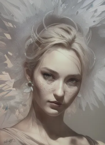 white feather,fantasy portrait,digital painting,faery,white swan,white bird,harpy,white rose snow queen,feathers,mystical portrait of a girl,angel's tears,world digital painting,baroque angel,crying a