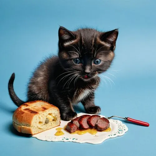 cat on a blue background,gourmand,tea party cat,tabby kitten,cat image,cute cat,Photography,Fashion Photography,Fashion Photography 21