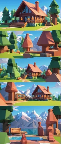 backgrounds,wooden houses,backgrounds texture,background vector,houses clipart,cartoon video game background,oktoberfest background,golf course background,log home,picture puzzle,mountain huts,log cabin,houses silhouette,landscape background,chalets,alpine village,houses,villages,farm background,hanging houses,Unique,3D,Low Poly