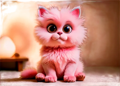pink cat,murgatroyd,furby,the pink panter,cute cartoon character,pomeranian,cute cat,doll cat,pinky,wickett,pink panther,furbies,jigglypuff,little cat,cute animal,nalle,pinki,pinker,lipinki,pink background,Illustration,Realistic Fantasy,Realistic Fantasy 40