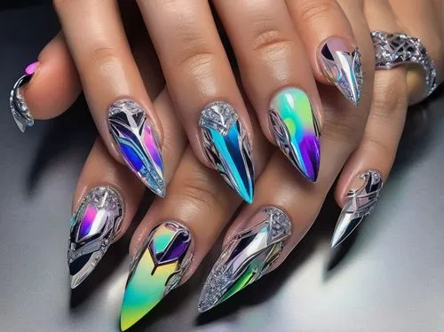 nail design,nail art,artificial nails,nails,color feathers,claws,talons,hand-painted,seashells,iridescent,prismatic,artistic hand,metallic feel,rainbow waves,mackerel,marbled,nail,neon arrows,hand painting,geometric style,Illustration,Black and White,Black and White 07