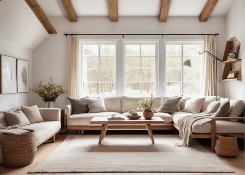 scandinavian style,danish furniture,sofaer,living room,livingroom,sitting room,home interior,soft furniture,coziness,wooden beams,loft,berkus,family room,contemporary decor,sofas,danish house,sheepskin,coziest,interiors,danish room,Illustration,Black and White,Black and White 32