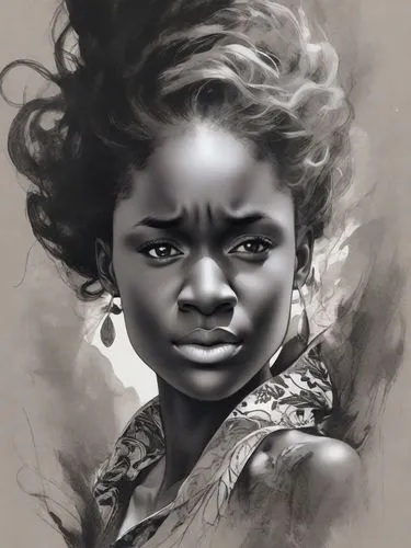 child portrait,moana,girl portrait,african woman,graphite,charcoal drawing,charcoal pencil,portrait of a girl,mystical portrait of a girl,girl drawing,aborigine,nigeria woman,african american woman,child girl,digital painting,polynesian girl,fantasy portrait,pencil drawing,little girl in wind,woman portrait