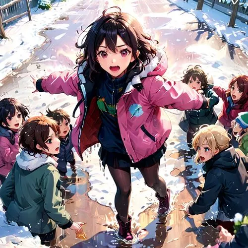 kumiko,in the snow,fubuki,snow scene,haruhi suzumiya sos brigade,snow drawing,Anime,Anime,Realistic