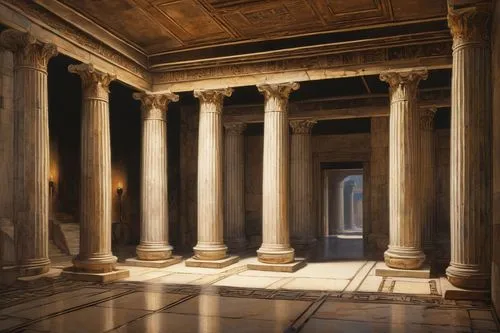 glyptothek,zappeion,serapeum,pantheon,doric columns,colonnaded,peristyle,neoclassical,greek temple,pillars,three pillars,hypogeum,columns,palladian,bernini's colonnade,temple of diana,neoclassicism,colonnades,roman columns,amphipolis,Illustration,Retro,Retro 19