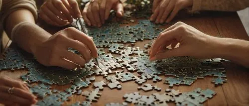 Complex, modern skyscraper, steel frame, glass windows, intricate details, puzzle pieces scattered around, wooden table, dimly lit room, warm tone lighting, shallow depth of field, 3/4 composition, cl