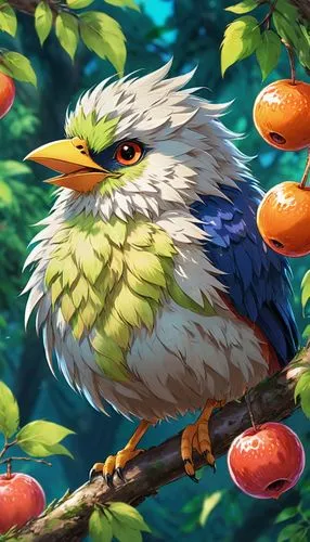 bird painting,bird illustration,caique,tropical bird,kagu,nature bird,Illustration,Japanese style,Japanese Style 03