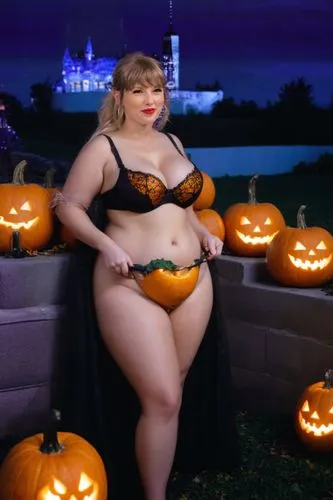 a bra,BIG BOOBS,BBW,ХЕЛОИН,ТИКВИ,,a woman in a lingerie with pumpkins around her,pumpsie,kirdyapkin,pumpkins,bbw,pumpkin patch,hypermastus