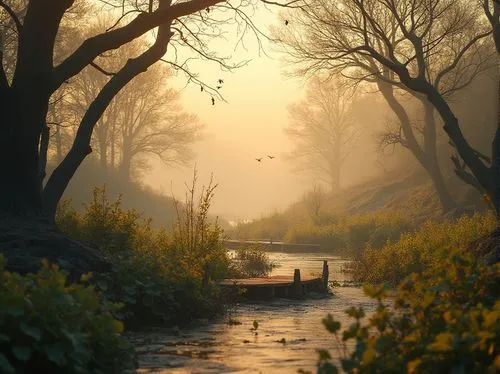 backwater,towpath,waterway,morning mist,autumn morning,foggy landscape,marshlands,river landscape,autumn fog,swamps,swampy landscape,polders,bayou,brook landscape,backwaters,spreewald,marshes,deviantart,spring morning,wetland,Photography,General,Realistic