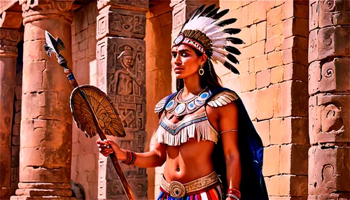 warrior woman,ancient egyptian girl,the american indian,pocahontas,ancient costume,indian headdress,headdress,american indian,indigenous painting,ancient people,tribal chief,female warrior,incas,ancient egypt,egyptian,inca,ancient egyptian,assyrian,pharaonic,feather headdress,Conceptual Art,Oil color,Oil Color 22