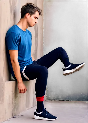 male model,blue shoes,mens shoes,red socks,sportswear,squat position,athletic shoe,active pants,male ballet dancer,sports shoes,sports socks,athletic shoes,active footwear,sports sock,sport shoes,men shoes,men's wear,jogger,men clothes,sports gear,Illustration,Realistic Fantasy,Realistic Fantasy 23