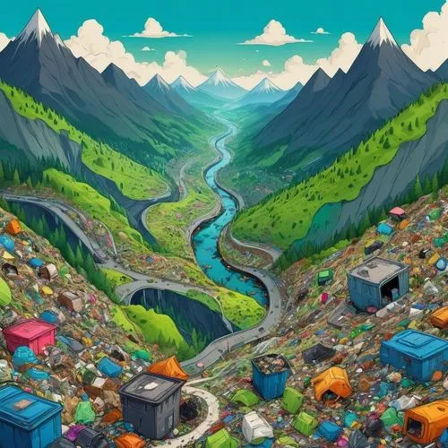 trash land,landfill,recycling world,environmental pollution,mountain world,moc chau hill,environmental destruction,environmental disaster,environment pollution,the pollution,cartoon video game background,plastic waste,trash dump,environment,pollution,background image,ecological footprint,waste separation,mountain valley,mountainous landscape,Illustration,Children,Children 06