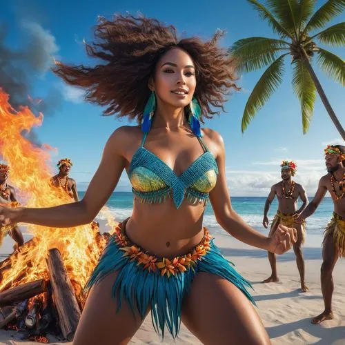 polynesians,luau,polynesian girl,caribana,moana,polynesian,brazil carnival,hula,fire dancer,hispaniolan,themyscira,apocalypto,polynesia,tahitian,trinidadian,fyre,bacchanal,wahine,waikaremoana,chagossians,Conceptual Art,Fantasy,Fantasy 03