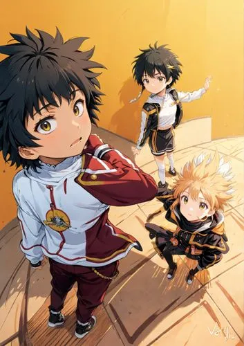 anime character with black hair and brown eyes standing on the sidewalk next to another character,tsunayoshi,eyeshield,vongola,eguren,yuguda,tsuna,Anime,Anime,Traditional