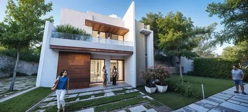 MODERN CEDAR WOOD DOOR,a group of people standing in front of a building,3d rendering,model house,hala sultan tekke,mudanya,vivienda,erzincan