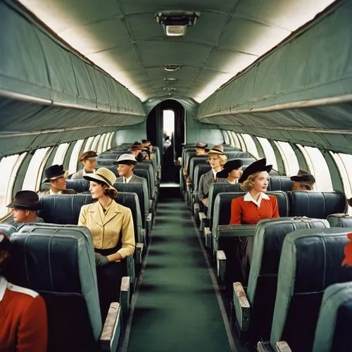 aircraft cabin,douglas dc-8,train seats,airplane passenger,aerial passenger line,stewardess,airline travel,train compartment,douglas dc-7,douglas dc-6,passenger gazelle,flight attendant,air travel,boeing 707,passengers,rows of seats,passenger cars,compartment,china southern airlines,fuselage,Conceptual Art,Fantasy,Fantasy 04