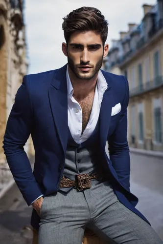 Ricardo Baldin by Thomas Synnamon styled by Jorge Gallegos,male model,men's suit,men clothes,men's wear,pompadour,young model istanbul,mazarine blue,suit trousers,cravat,navy suit,man's fashion,white-