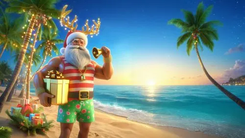 santa claus at beach,christmas on beach,christmas island,christmasbackground,christmas background,christmas wallpaper,st claus,travelocity,santaland,corona christmas,santaji,father christmas,santamans,roelf,yuletide,holidaymaker,saint nicholas,feliz navidad,ho ho ho,christmas greeting