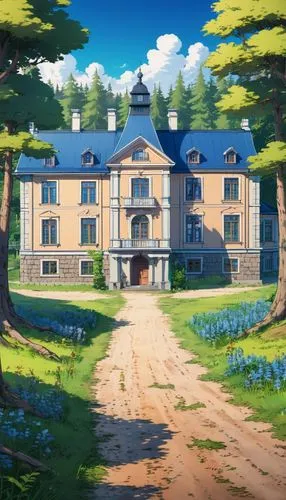 ghibli,violet evergarden,house in the forest,forest house,dreamhouse,studio ghibli,Illustration,Japanese style,Japanese Style 03