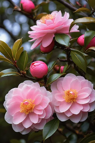 Imagine a magical world where camellia blossoms have healing powers.,japanese camellia,camelliers,camellias,camellia blossom,camellia,magnolia flowers,magnoliaceae,pink magnolia,fruit blossoms,peach f