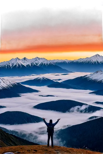 above the clouds,landscape background,mountain sunrise,high-altitude mountain tour,the spirit of the mountains,world digital painting,the mongolian-russian border mountains,summit,the mongolian and russian border mountains,mountain top,immenhausen,colored pencil background,top mount horn,the beauty of the mountains,panoramic landscape,top mountain,high altitude,towards the top of man,alpine sunset,free wilderness,Illustration,American Style,American Style 15