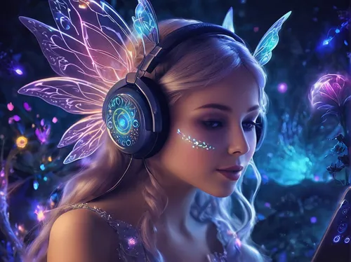 faerie,faery,little girl fairy,fairy,fairy queen,fairy galaxy,fantasy art,fairy dust,child fairy,aurora butterfly,fantasy portrait,fantasy picture,fairy world,flower fairy,fae,fairies,mystical portrait of a girl,listening to music,music fantasy,garden fairy,Illustration,Realistic Fantasy,Realistic Fantasy 02